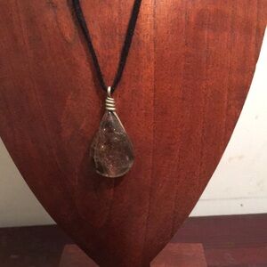 Black and Silver Teardrop Crystal Pendant Necklace